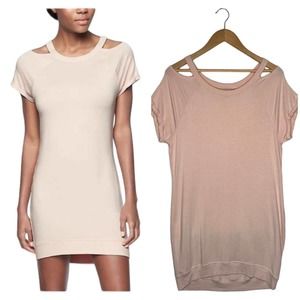 Athleta Sweater Dress Womens MP Shala Cut Out Shoulder Knitted Blush Pink